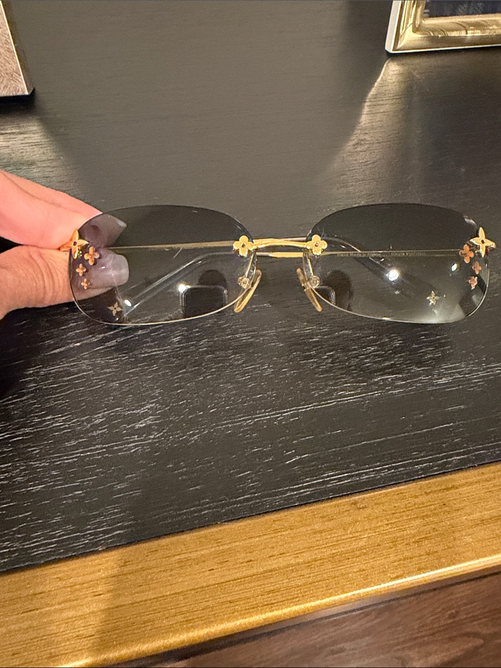 Louis Vuitton 2005 Pharrell Williams Desmayo Gold Rimless Sunglasses